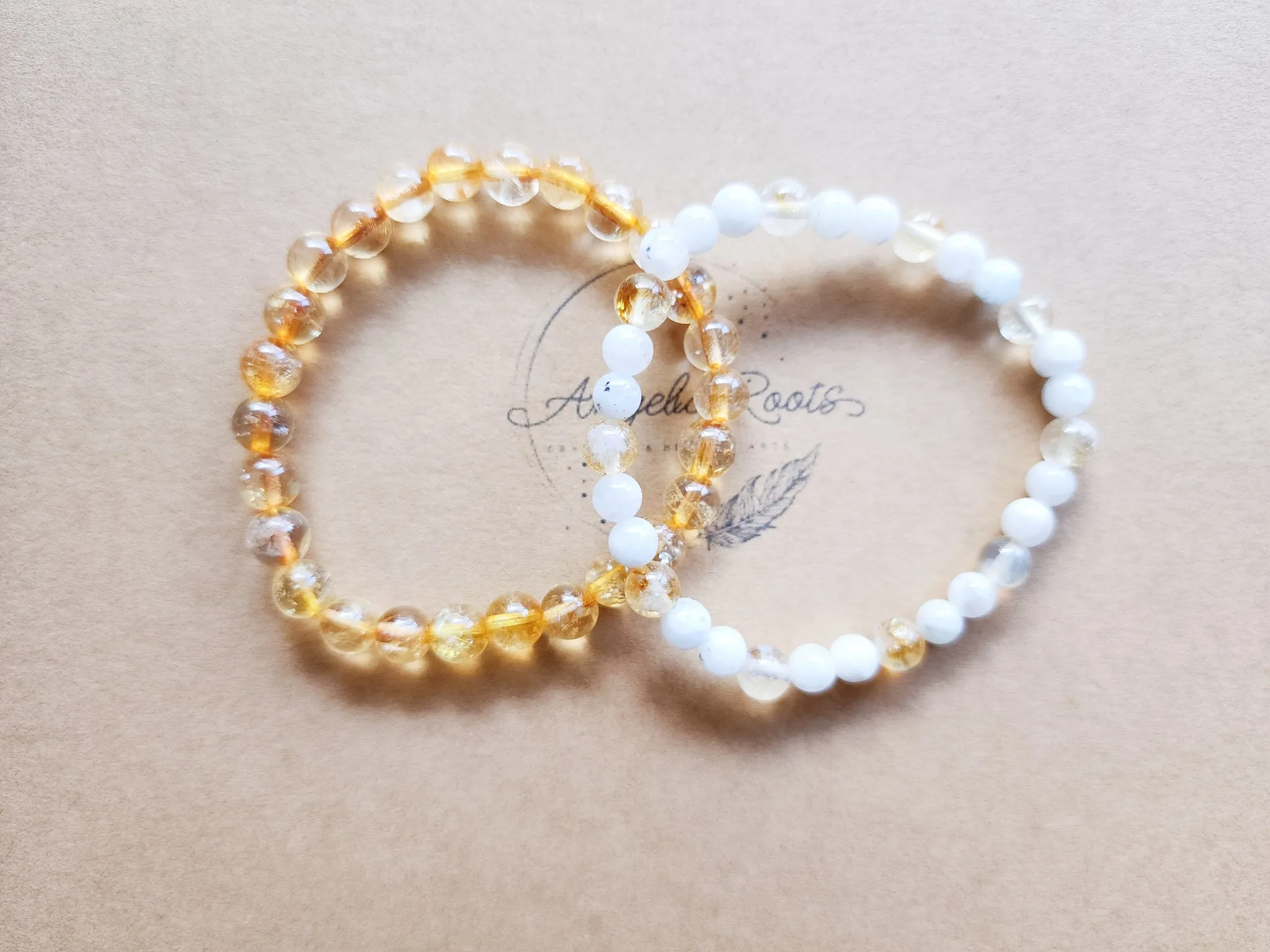 November Bracelet Stack || Citrine & Moonstone Beaded Bracelet || Reiki Infused