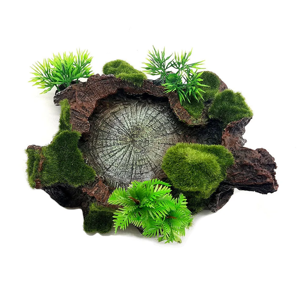 OMEM Resin Reptile Feeding Bowl Food Water Dish Habitat Decor Terrarium Humidify Basin Water Bowl