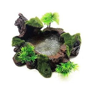 OMEM Resin Reptile Feeding Bowl Food Water Dish Habitat Decor Terrarium Humidify Basin Water Bowl