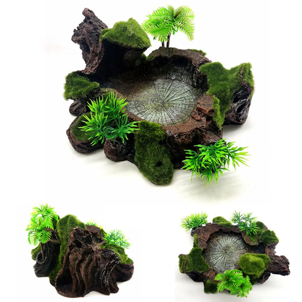 OMEM Resin Reptile Feeding Bowl Food Water Dish Habitat Decor Terrarium Humidify Basin Water Bowl