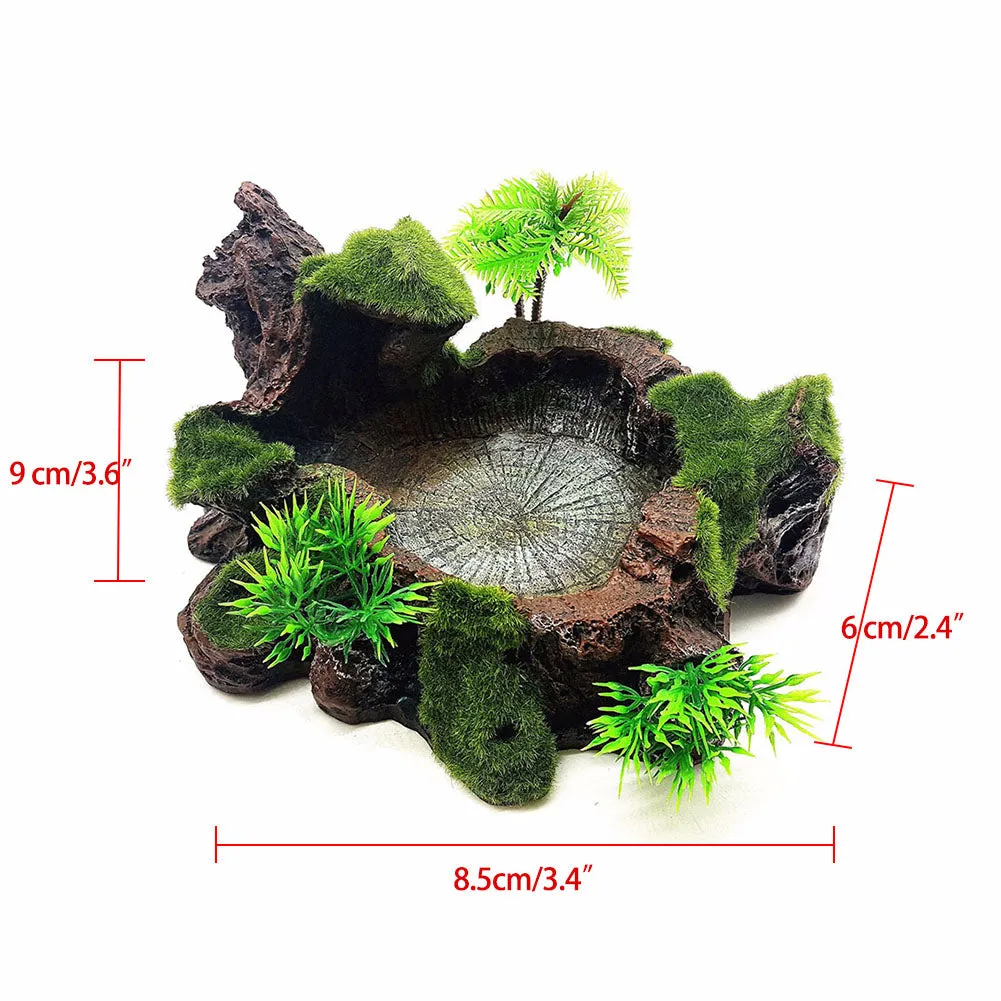 OMEM Resin Reptile Feeding Bowl Food Water Dish Habitat Decor Terrarium Humidify Basin Water Bowl