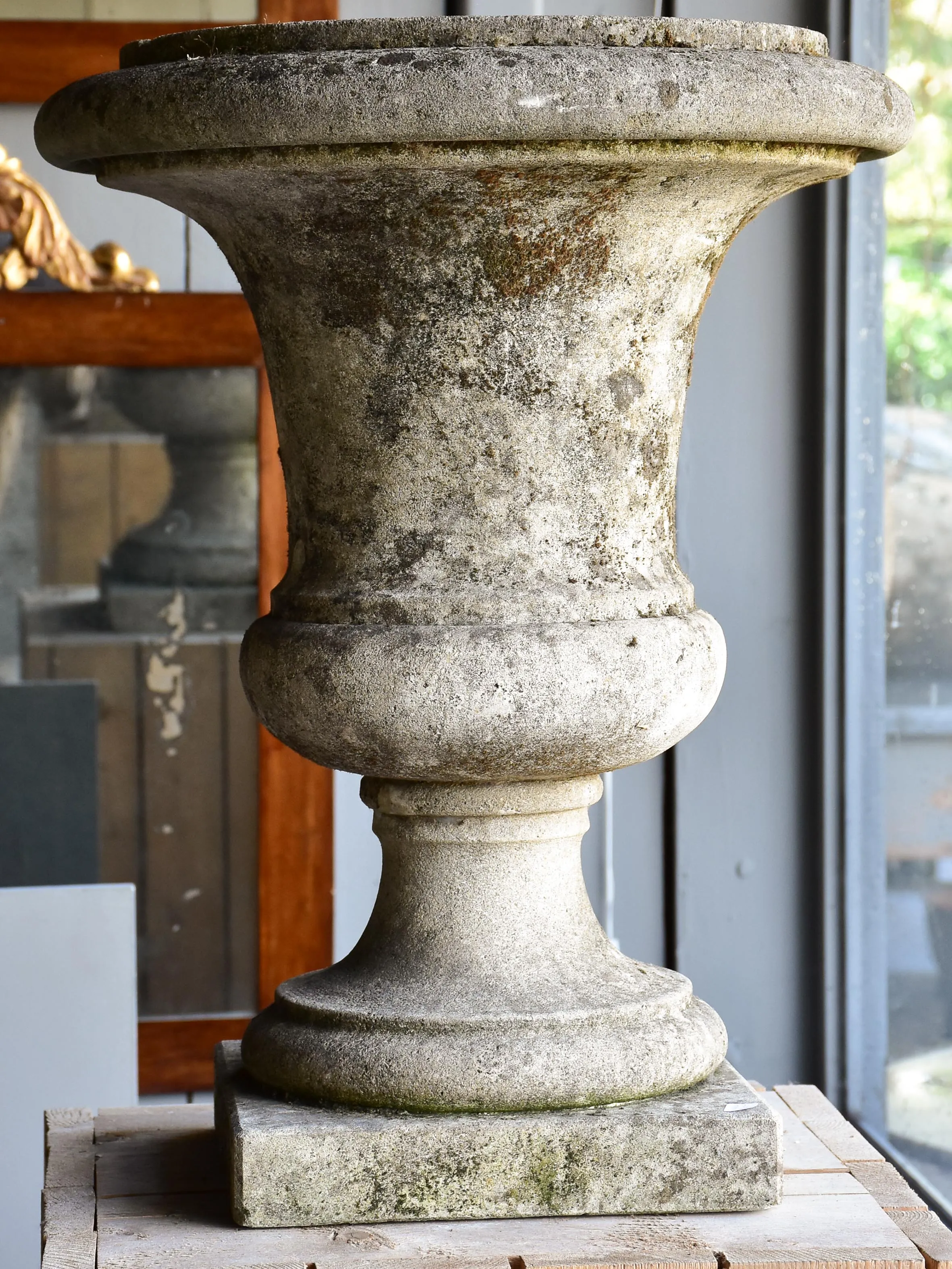 Pair of antique Italian stone garden urns