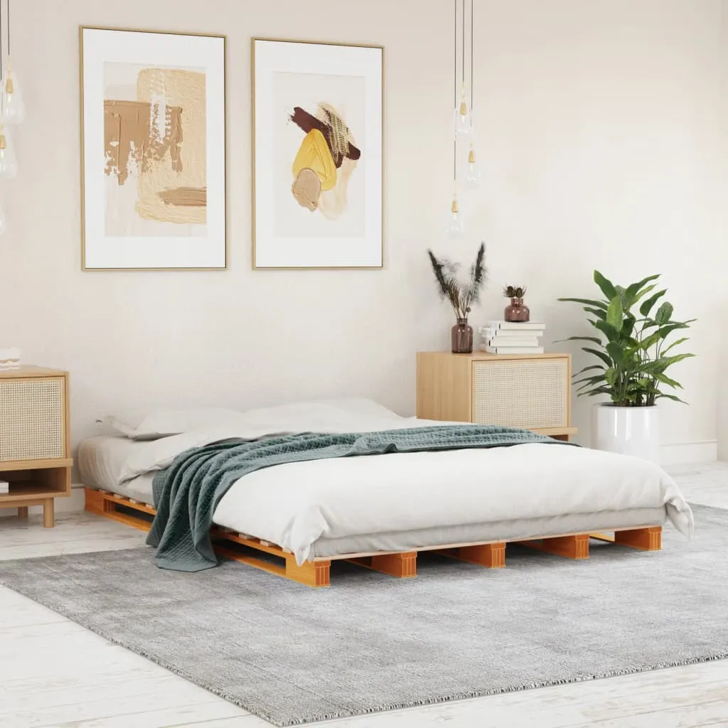 Pallet Bed without Mattress Wax Brown 140x200 cm Solid Wood Pine