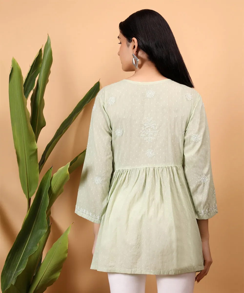 Pista hand embroidery chikankari cotton top