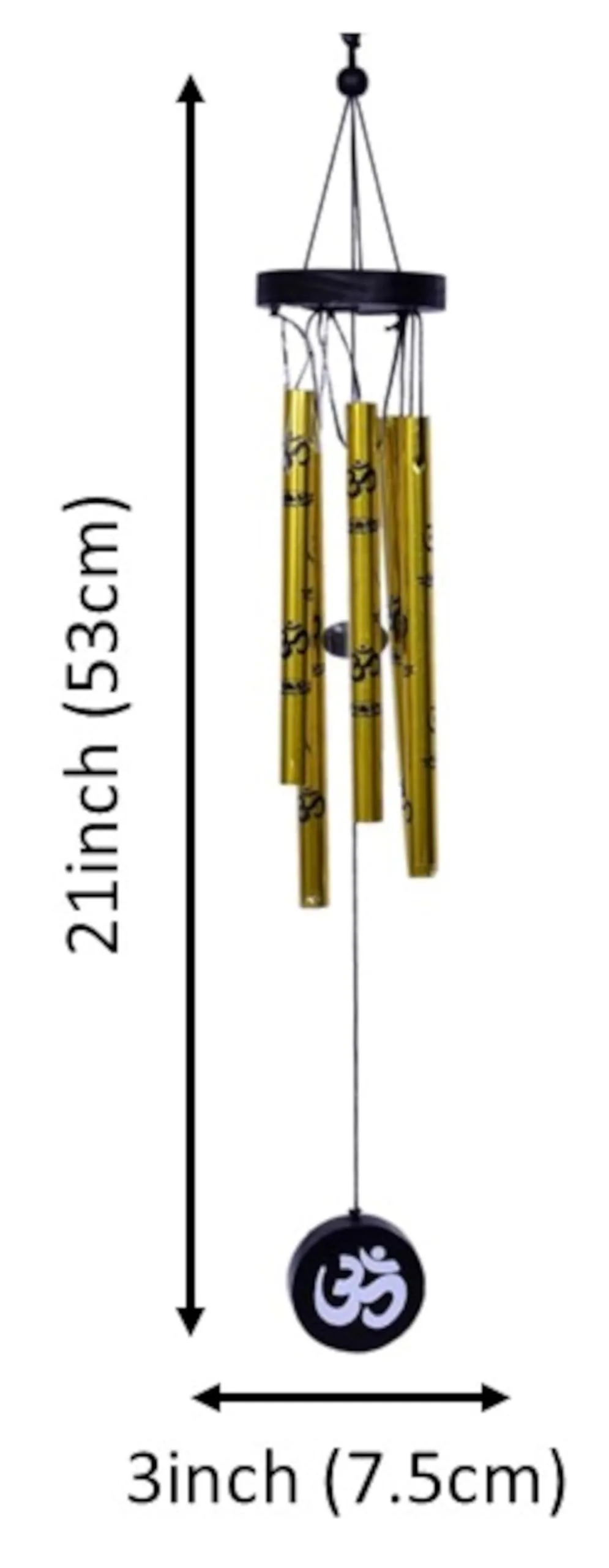 Purpledip Metal Feng Shui Wind Chime Om: Good Luck & Positive Energy Melodious Hanging Showpiece for Living Room, Balcony Or Verandah (10423)