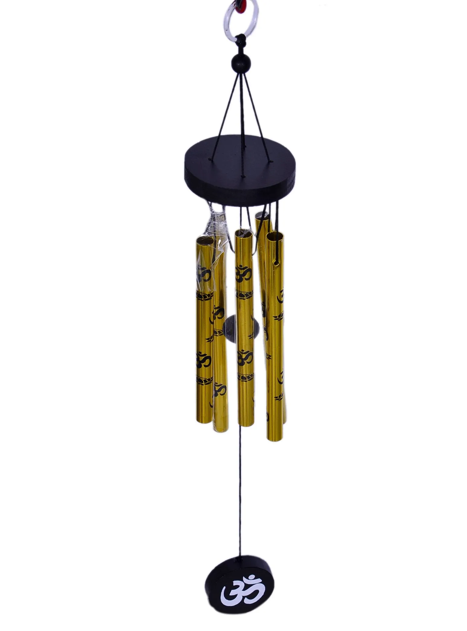 Purpledip Metal Feng Shui Wind Chime Om: Good Luck & Positive Energy Melodious Hanging Showpiece for Living Room, Balcony Or Verandah (10423)