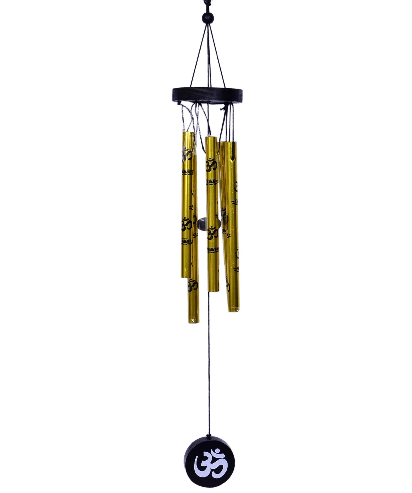 Purpledip Metal Feng Shui Wind Chime Om: Good Luck & Positive Energy Melodious Hanging Showpiece for Living Room, Balcony Or Verandah (10423)