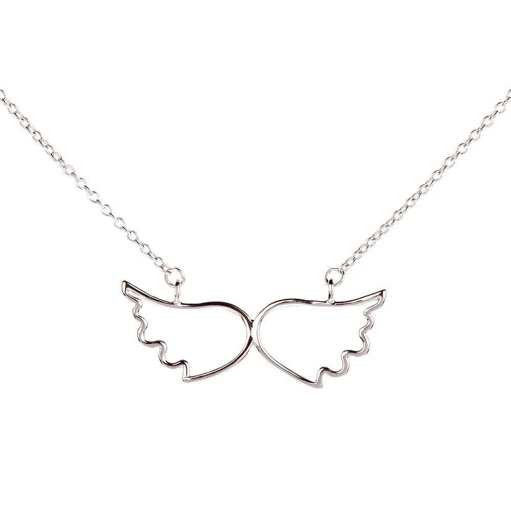 Symbolic Angel Wing Silver Necklace