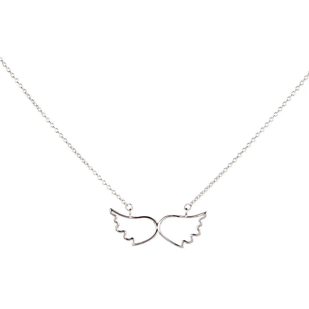 Symbolic Angel Wing Silver Necklace