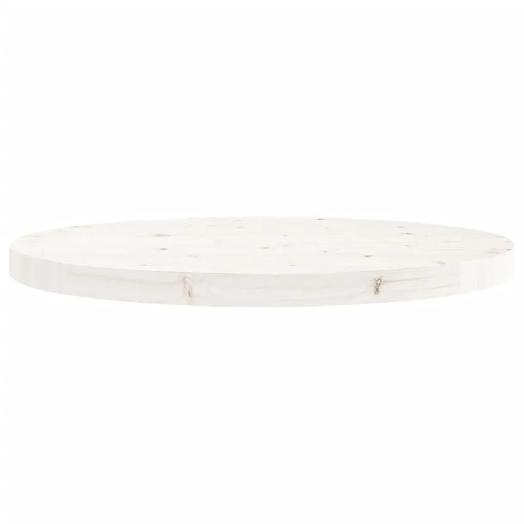 Table Top Round White Ø60x3 cm Solid Wood Pine