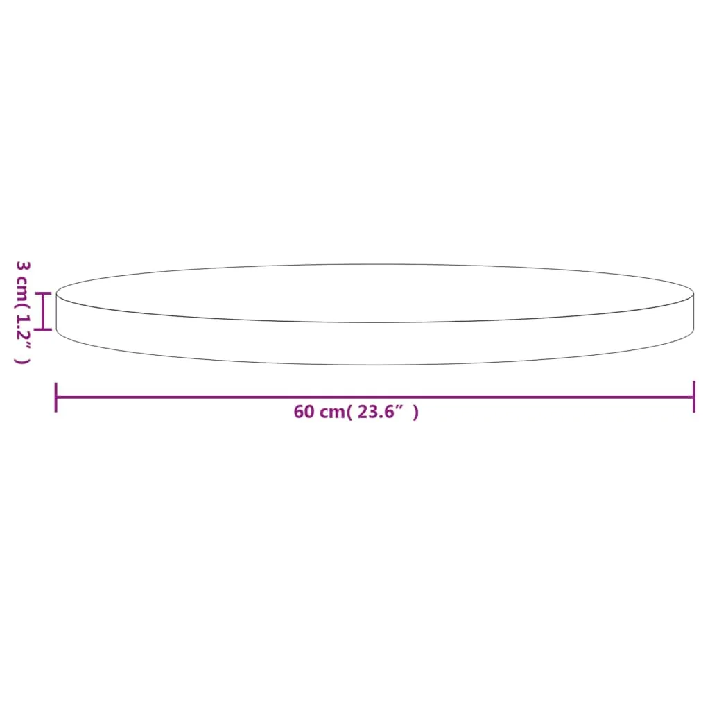 Table Top Round White Ø60x3 cm Solid Wood Pine