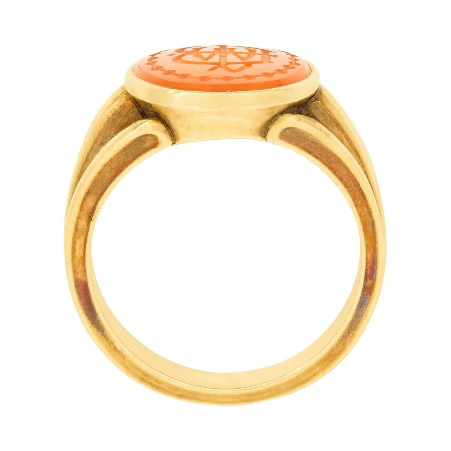 Victorian 18k Carved Carnelian Signet Ring