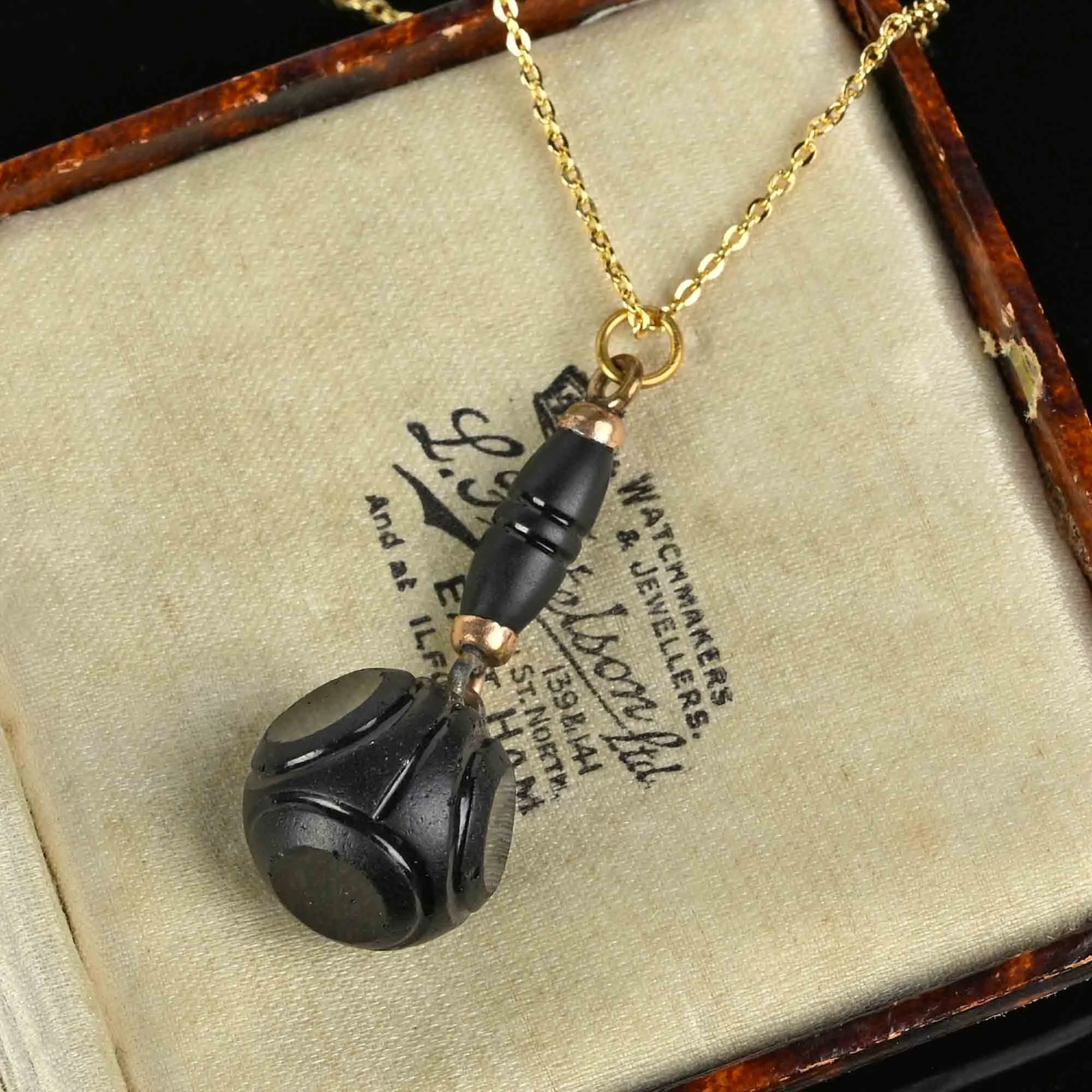 Victorian French Jet Pendant Necklace