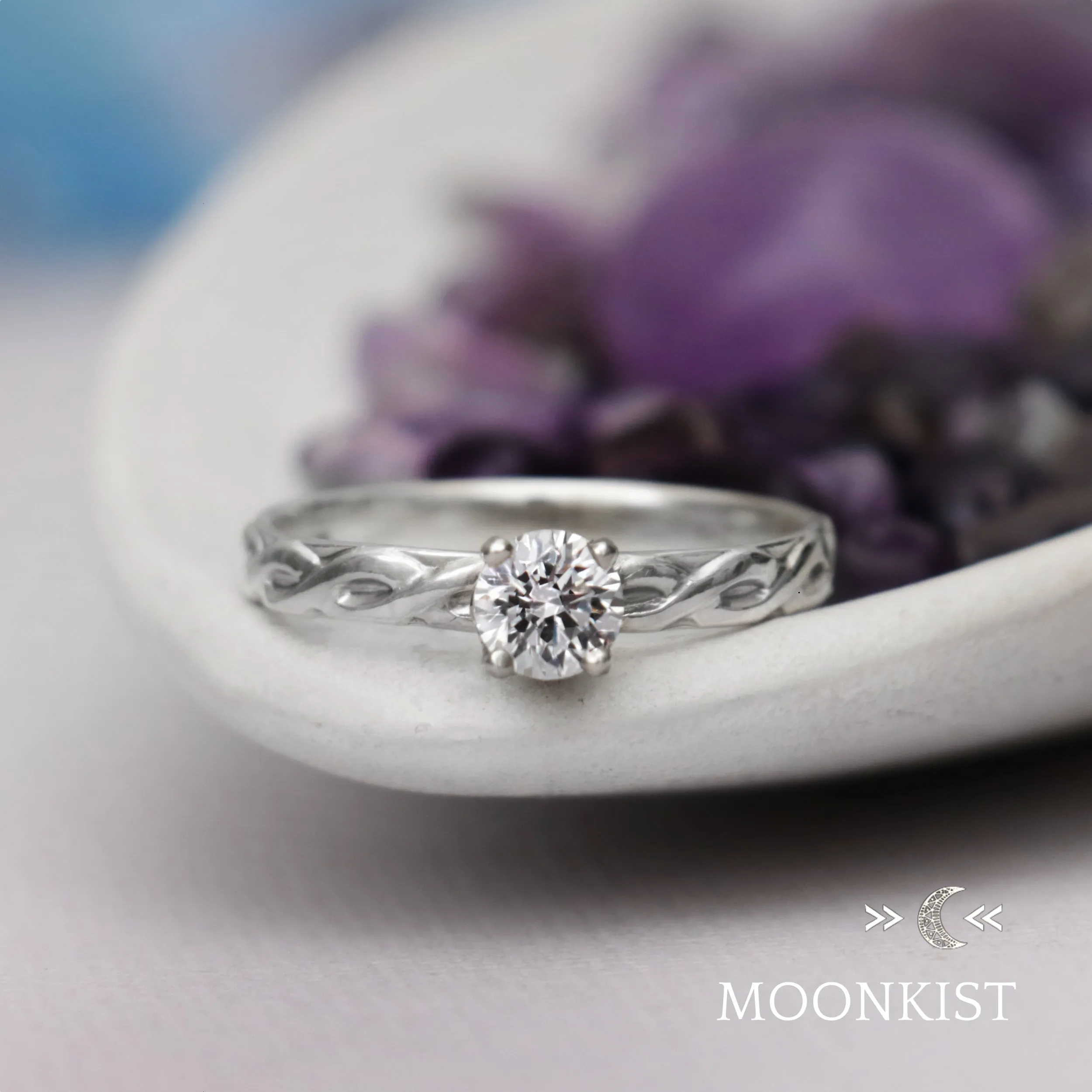 White Sapphire Celtic Knot Engagement Ring | Moonkist Designs